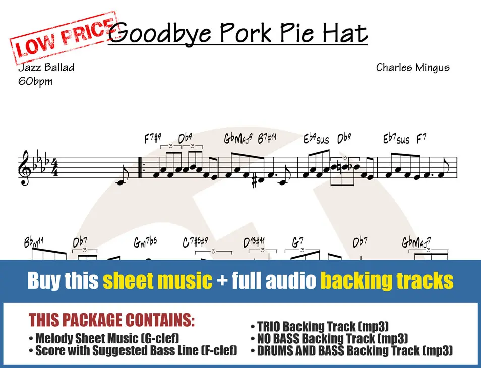 Goodbye Pork Pie Hat Backing Track Jazz Ballad - Backing Track Center