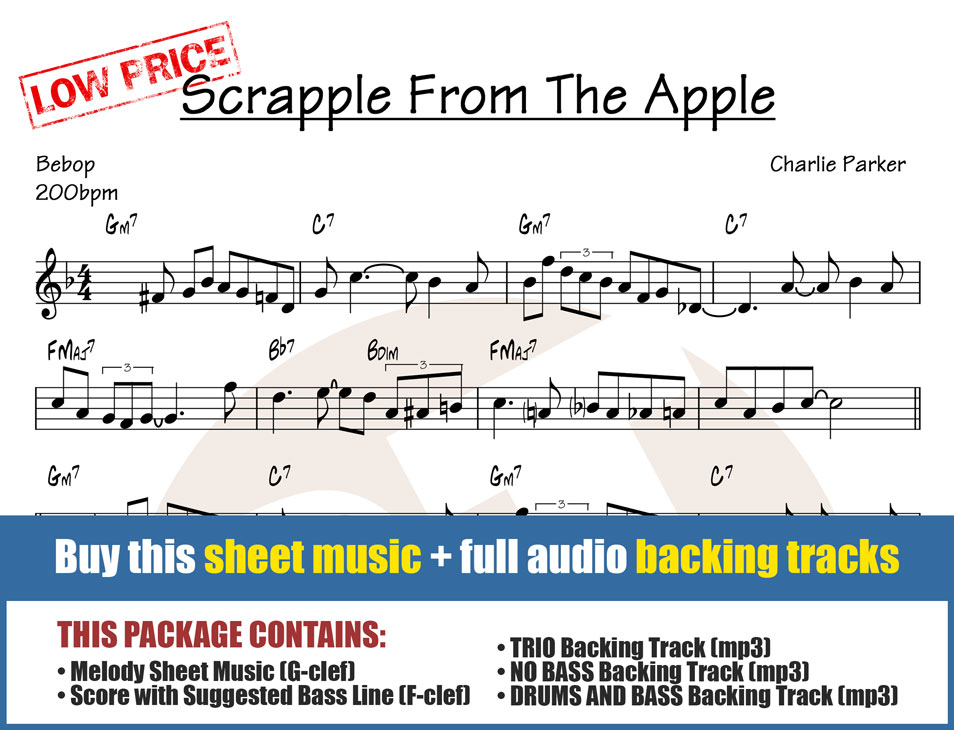 Scrapple From The Apple Backing Track Jazz Bebop 200bpm 6215