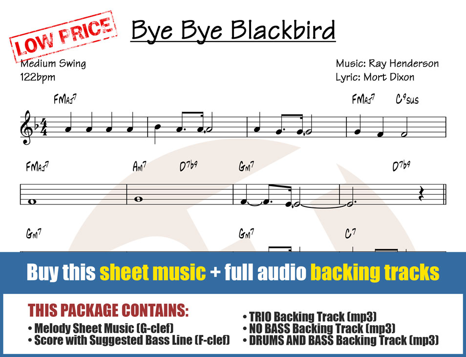 Bye Bye Blackbird Backing Track Jazz 122bpm Backing Track Center